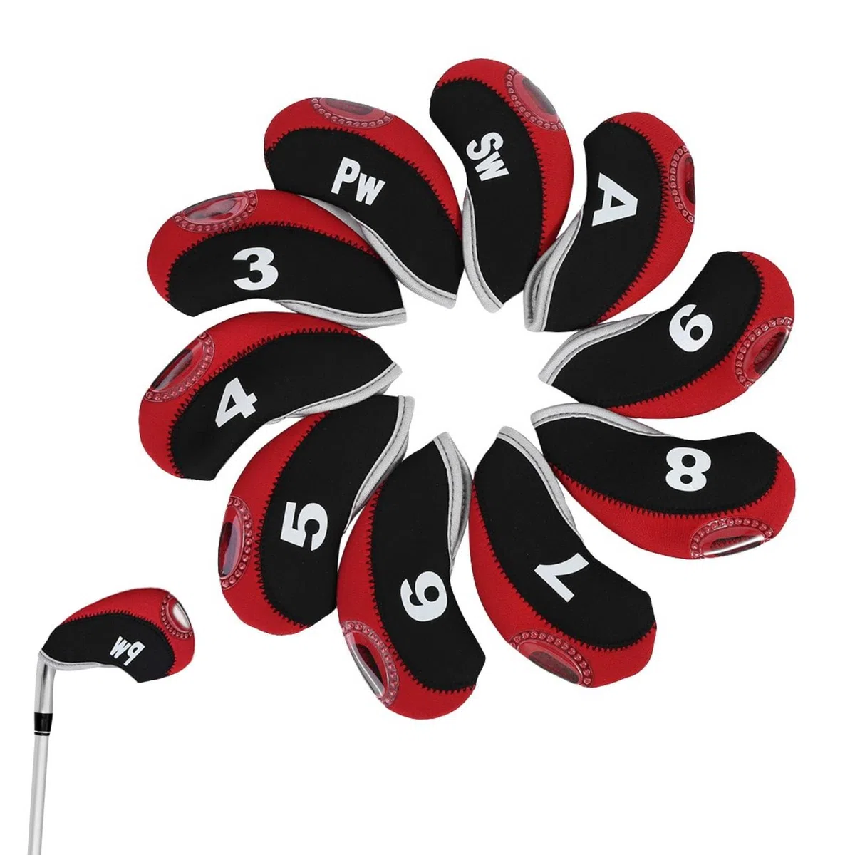 Cubierta para hierros de Golf, Cubiertas para la Cabeza del Palo de Golf, 10 Piezas Cubiertas Impermeables para la Cabeza del Hierro del Palo de Golf Juego de Putter Estuche