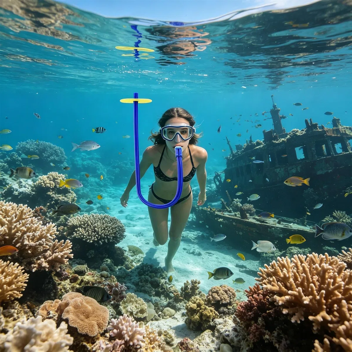 Genérico Respirador Seco Total - Manguera Respiradora Flotante Silicona EVA - Snorkel Buceo Tubo De Respiración - Unisex Natación Ejercicio Aguas