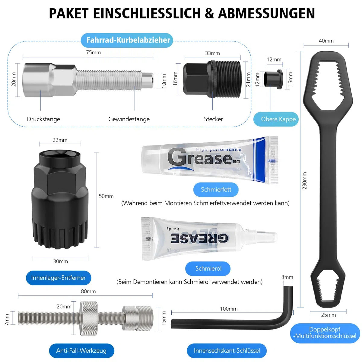 Extractor de bielas para bicicleta y pedalier de bicicleta, extractor de bielas para llaves de 16 mm, juego de herramientas compatibles con (Shimano/ISIS/Octalink)