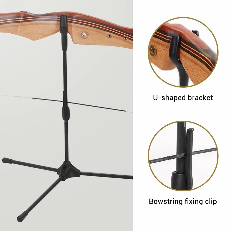 MiOYOOW Soporte de arco con arco, soporte plegable para arco largo recurvo con base antideslizante para caza al aire libre