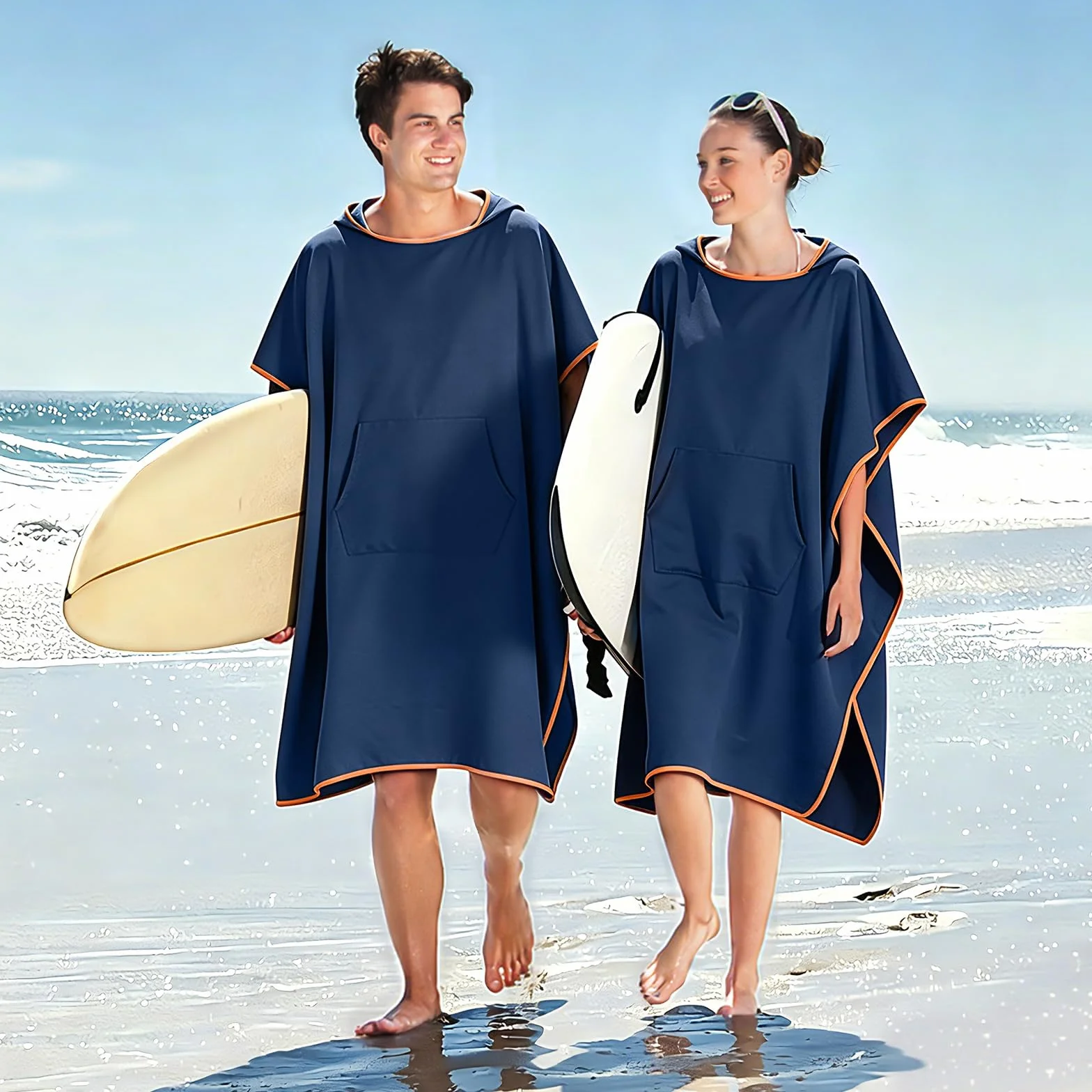 Poncho de Surf de Mujer Hombre, Poncho Toalla Adulto, Toalla de Microfibra con Capucha, Albornoz para Cambiarse, Albornoz de Secado Rápido Cambiador Playa para Surf, Acampar, Natación y Buceo