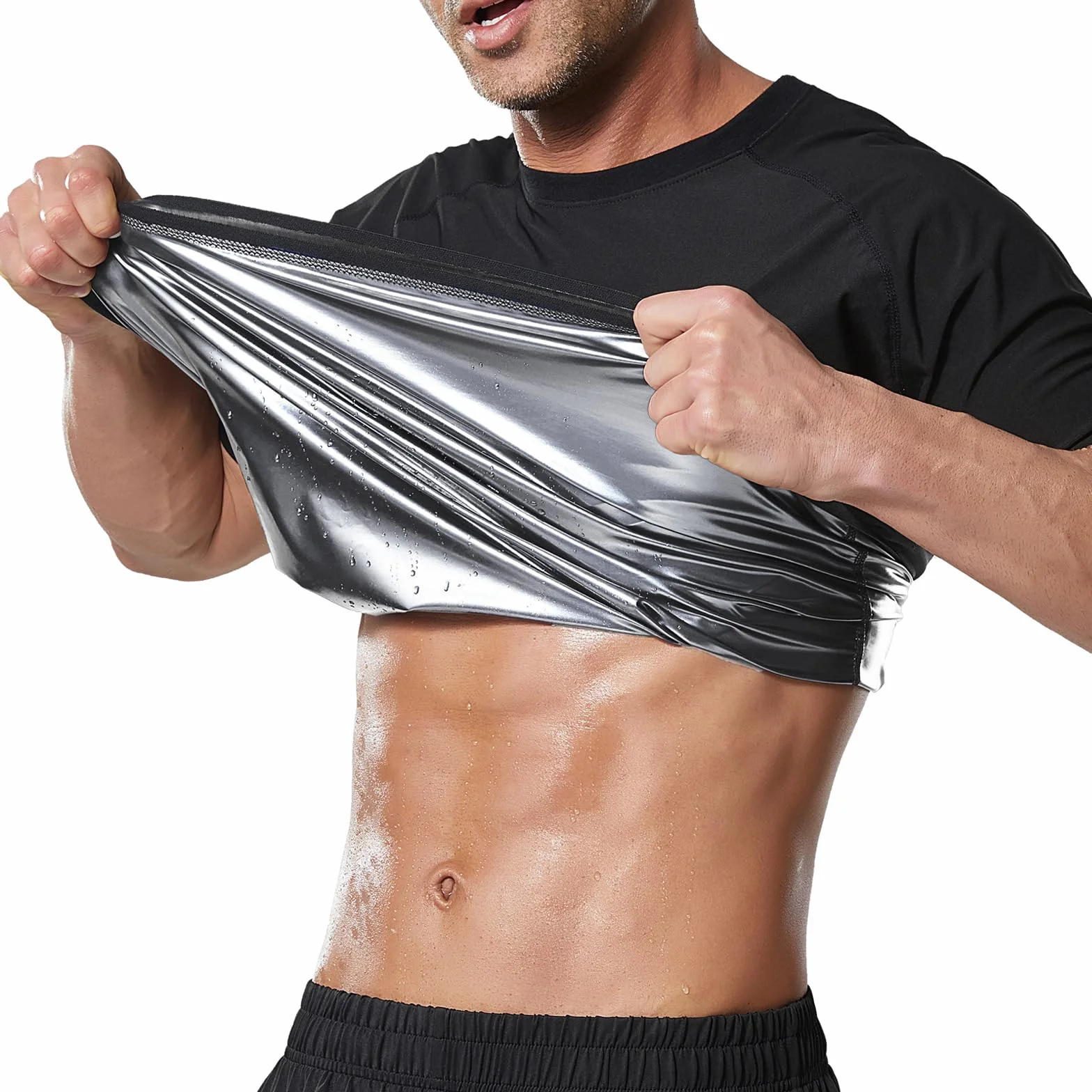 Camiseta Sauna Chaleco Trajes Hombre Adelgazantes Sudoración Deporte Shapewear Fajas Reductoras Atrapamiento térmico Sauna Sweat Chaleco de Sudor Masculino para Ejercicio Fitness Gym