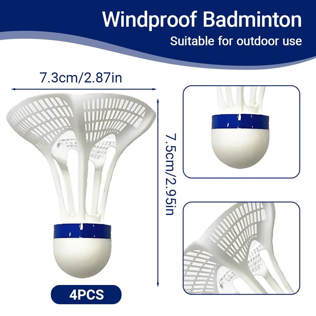 IKOPFLN 4 Piezas Bádminton,Viento y, Bola de Nylon Plástico Resistente al Viento,Bolas de Bádminton con Gran Elasticidad y Durabilidad Bádminton