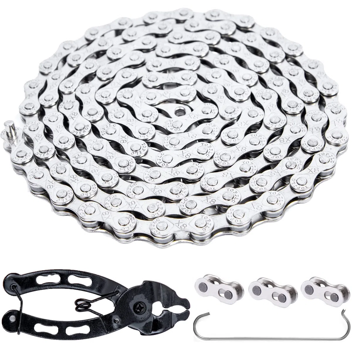 YBEKI Cadena Bicicleta 6/7/8 Velocidades - Acero Carbono 11,500 PSI, 1/2"x11/128" 116E, 3 PowerLock + Herramienta, Plateado Anticorrosión 5X, Compatible Shimano HG/SRAM PC (MTB/Carretera)