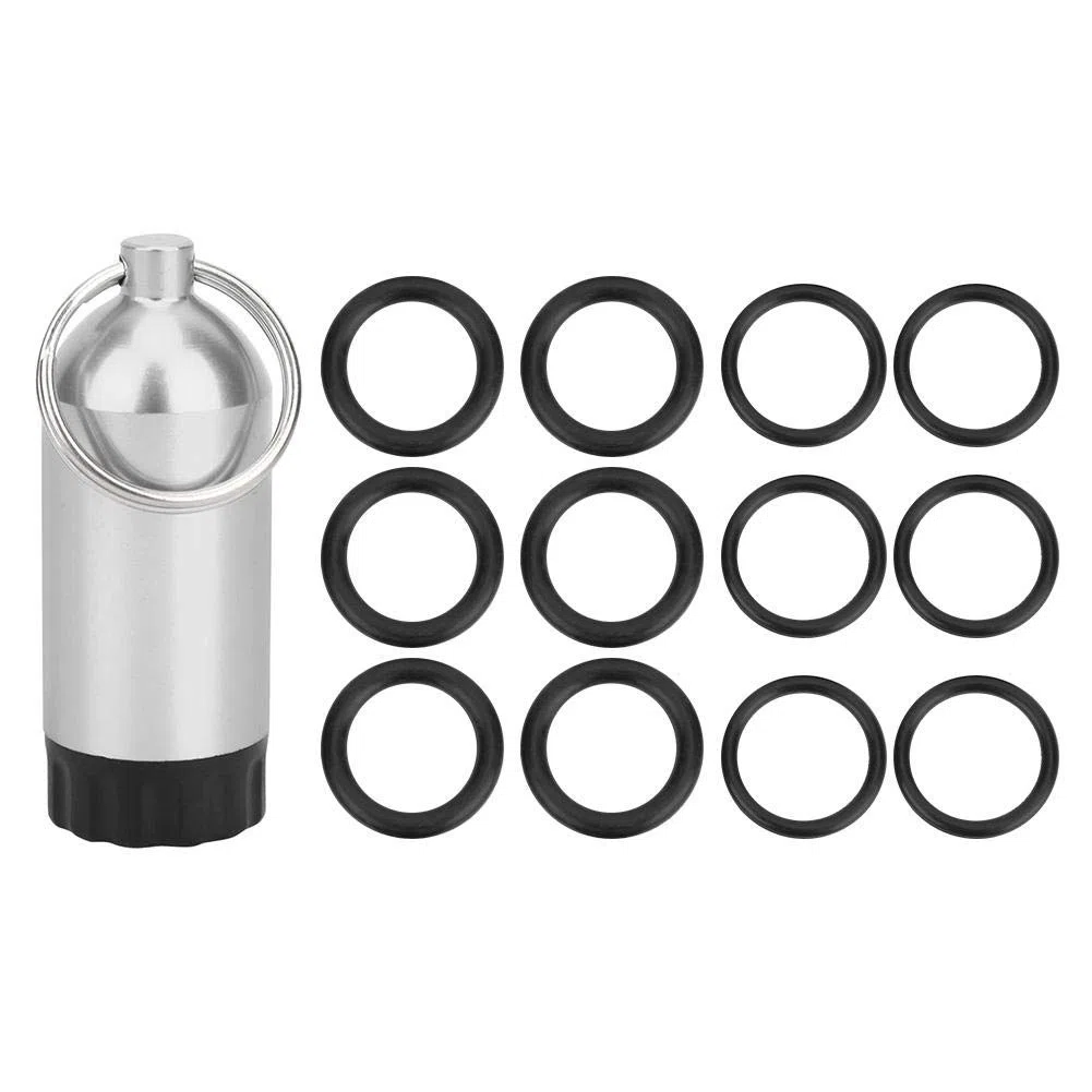 so Mini Botella de Almacenamiento del Cilindro + Anillos tóricos, Anillo de Sellado de la válvula del Cilindro de Buceo Anillos tóricos Mini Botella de Almacenamiento del Cilindro OR-MT02(Plata)
