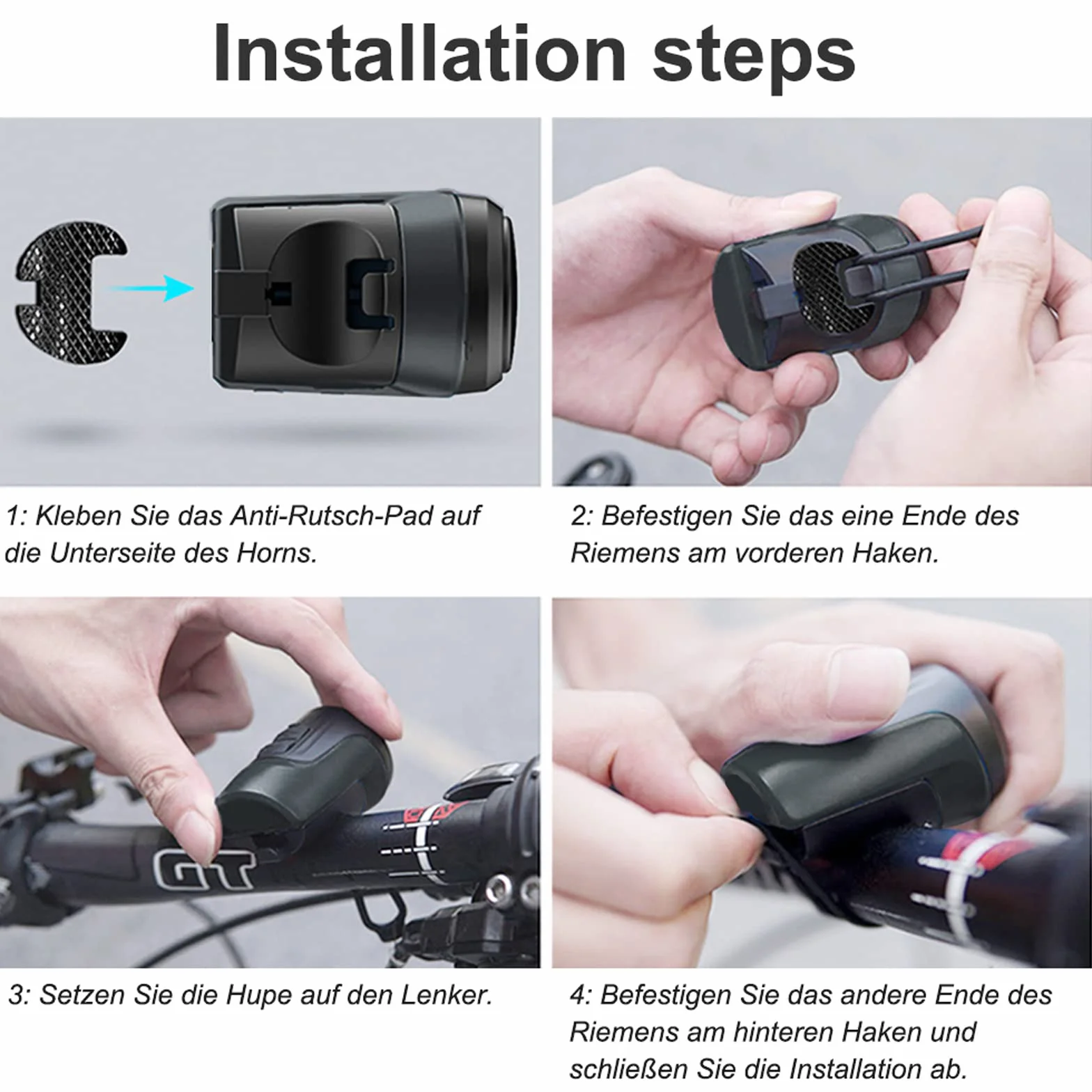 Timbre Bicicleta Electrónico, 125dB Fuerte Alarma Antirrobo Bocina Bicicleta Eléctrica, USB Recargable, para Adultos MTB/Carretera/BMX/Patinete Eléctrico (Negro)
