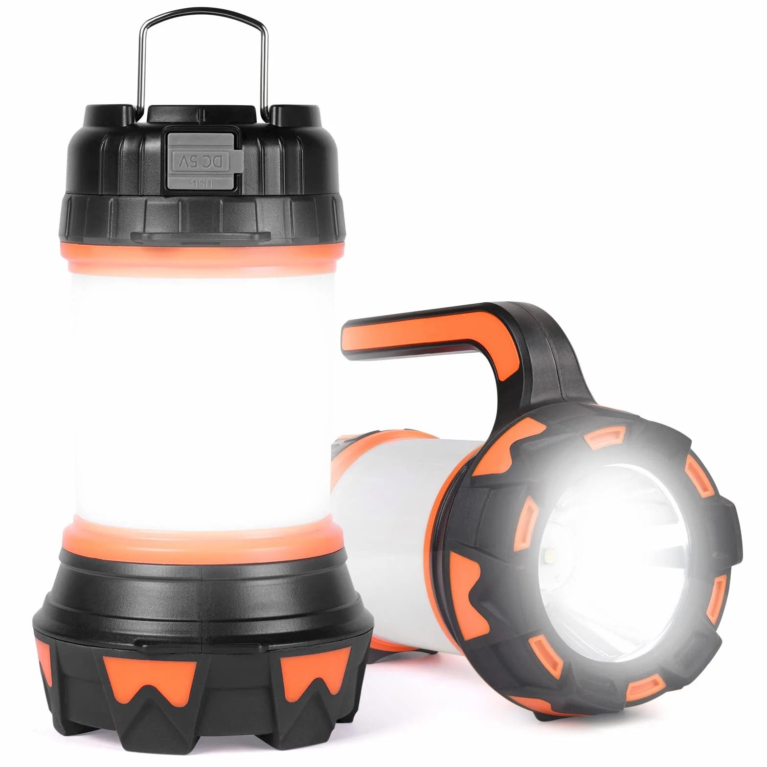Flintronic Linterna de Cámping, Antorcha LED para iluminación Exterior, 6 Modos, 1000LM Resistente al Agua, Recargables 3600mAh Banco de energía, Perfecta para Senderismo, Pesca, Emergencia