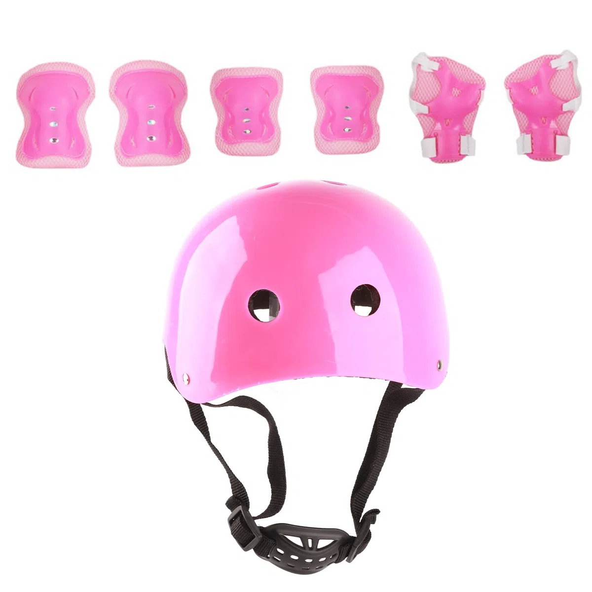 Dilwe Dilwe Juego de Casco y Almohadillas para Niños, Equipo de Protección para Niños y Niñas con Rodilleras, Coderas, Muñequeras, Cómodo Ajustable para Andar en Bicicleta Patinar (Pink)
