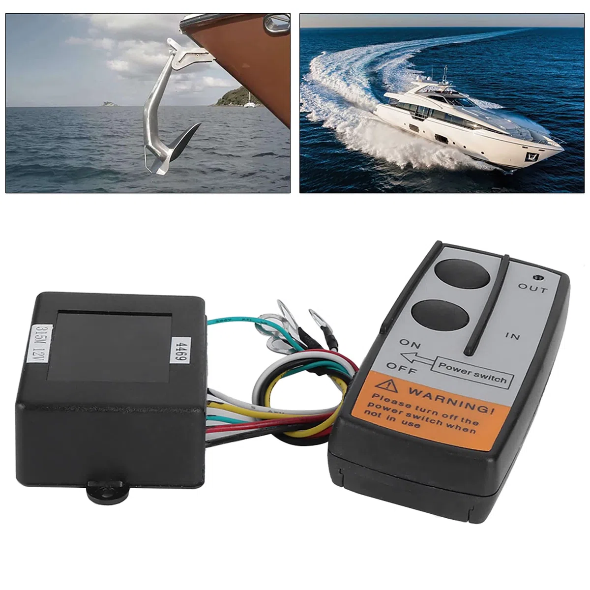 Controlador de anclaje, mando a distancia de moldura con mando a distancia impermeable para molinete de 12 V operado por solenoide