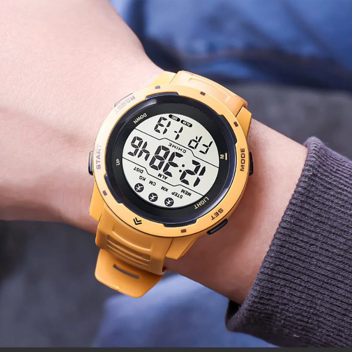 Tbest Reloj Deportivo Digital Multifuncional, Resistente Al Agua, Temporizador Luminoso, Reloj Deportivo para Hombre para Correr Al Aire Libre