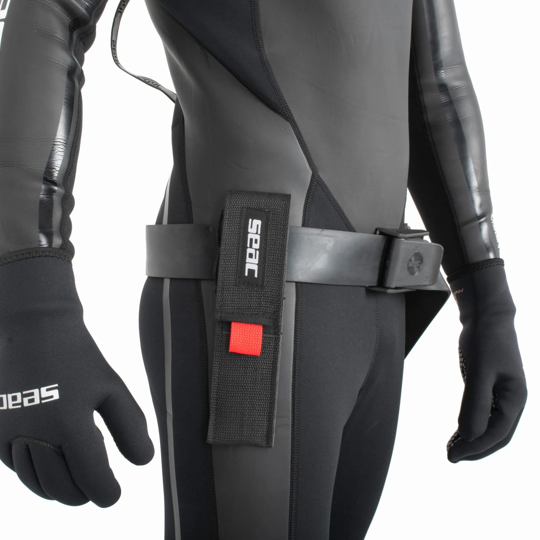 SEAC Tajaman - Cuchillo de Buceo para Pesca en apnea y Buceo, de Acero Inoxidable Teflonado, Unisex, para Adultos, Negro, 95 mm