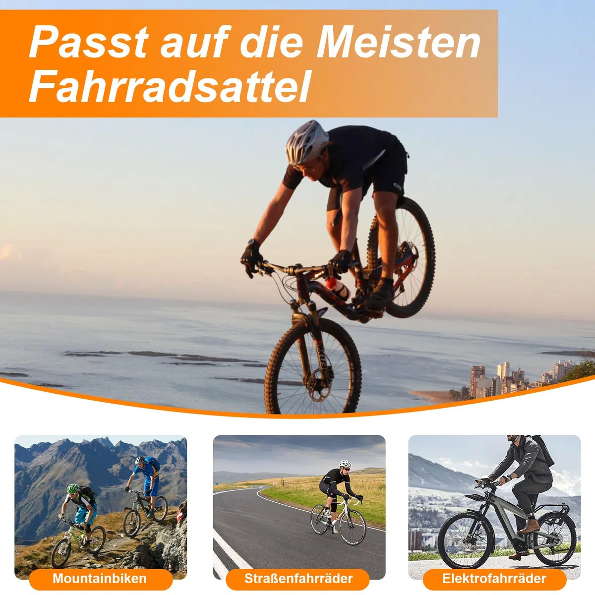 Funda de Sillín de Bicicleta, 2 piezas Funda Acolchada Transpirable Cómoda, Cojín de Bicicleta para Hombre y Mujer, Accesorios para Bicicletas, para Bicicletas de Carretera, Montaña y Ciudad, Negro