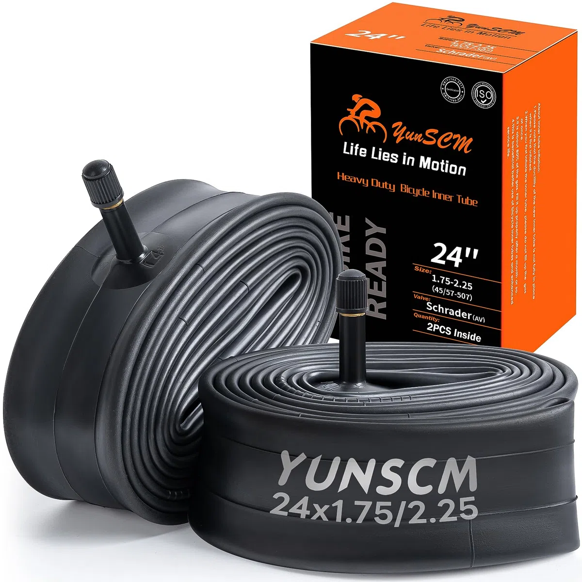 YunSCM 2Pcs 45/57-507 Engrosar 24 Pulgada cámaras de Aire 24x1.75/1.95/2.10/2.25 AV32mm Valve Compatible 24 Pulgadas Bicicleta cámaras de Aire 24x1.75 24x1.95 24x2.0 24x2.10 24x2.125 24x2.25