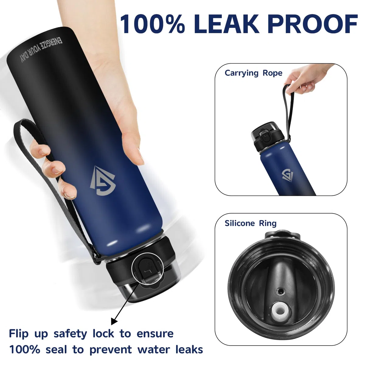 Grsta Botella Agua Acero Inoxidable, Botella Agua 1 litro, Botella Termica con Pajita, Botella Agua Gimnasio sin BPA, Doble Pared al Vacío, Botella Reutilizable Para Deportes, Camping, Ciclismo, Yoga