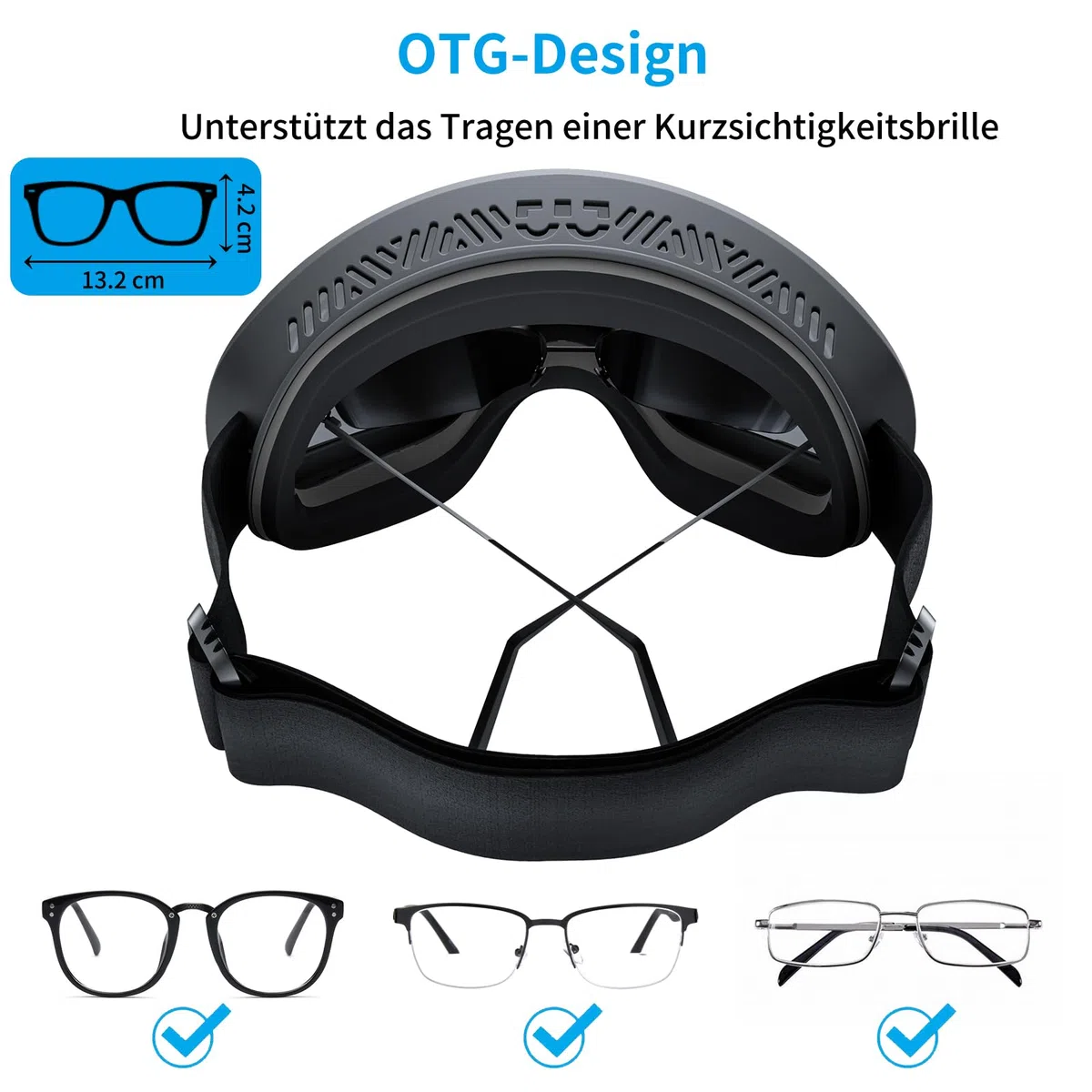 Gafas Esqui Mujer Hombre, Gafas de Esquí OTG Gafas Snowboard Compatible con Casco, Anti Niebla Protección UV Gafas Ski para Esquí, Ciclismo, Snowboard-Azul Claro