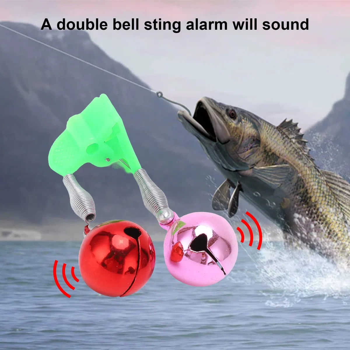 Campanas de Alarma de Pesca, 10 Piezas de Alarma de Ca?a de Pescar Campanas de Alerta Doble Clips de Pesca con 2 Agujeros de Diferentes Tama?os para Nocturna
