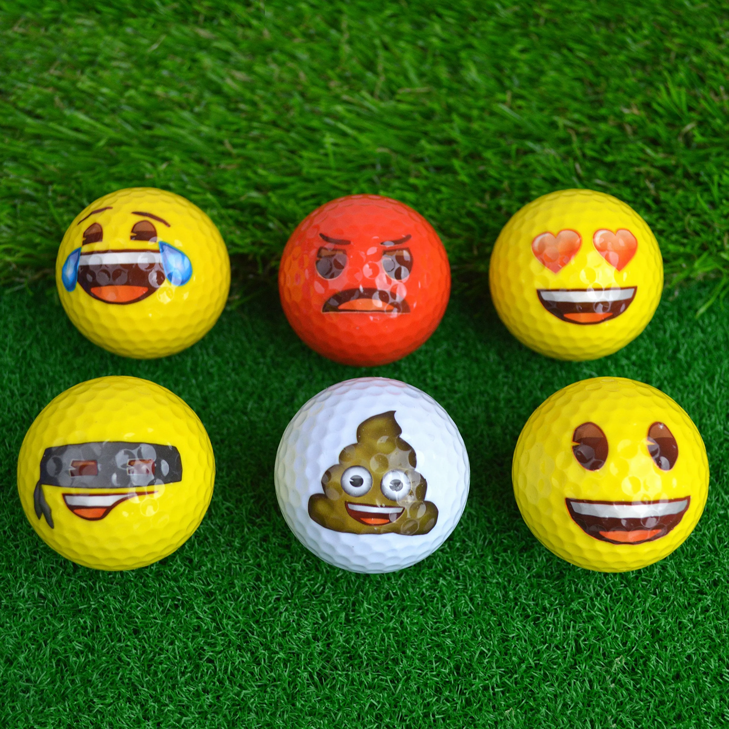 Emoji Pelotas de Golf Divertidas, Paquete de 6, Multicolor