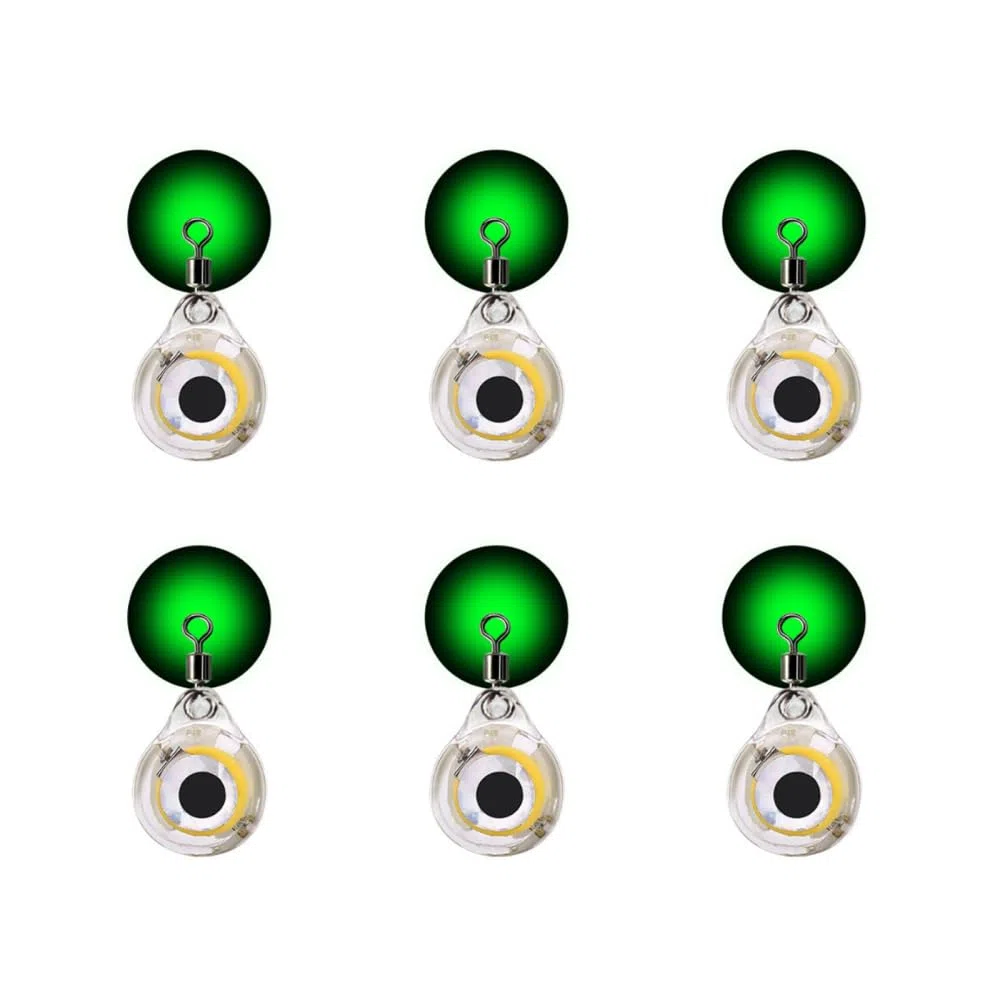 MiOYOOW 6 luces de pesca subacuáticas, señuelo de pesca duradero, diseño de ojo de pez, luces de señuelo de peces subacuáticas para piscina, barco, mar pesca en hielo