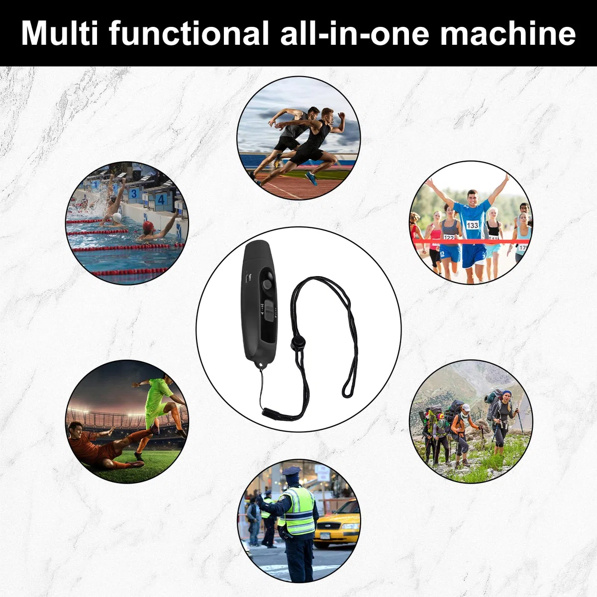 GAOUTO Silbato electrónico con 3 tonos y 2 modos de luz LED, silbato deportivo portátil, silbato de alta frecuencia, silbato de señal al aire libre para entrenadores, árbitros, deportes, supervivencia