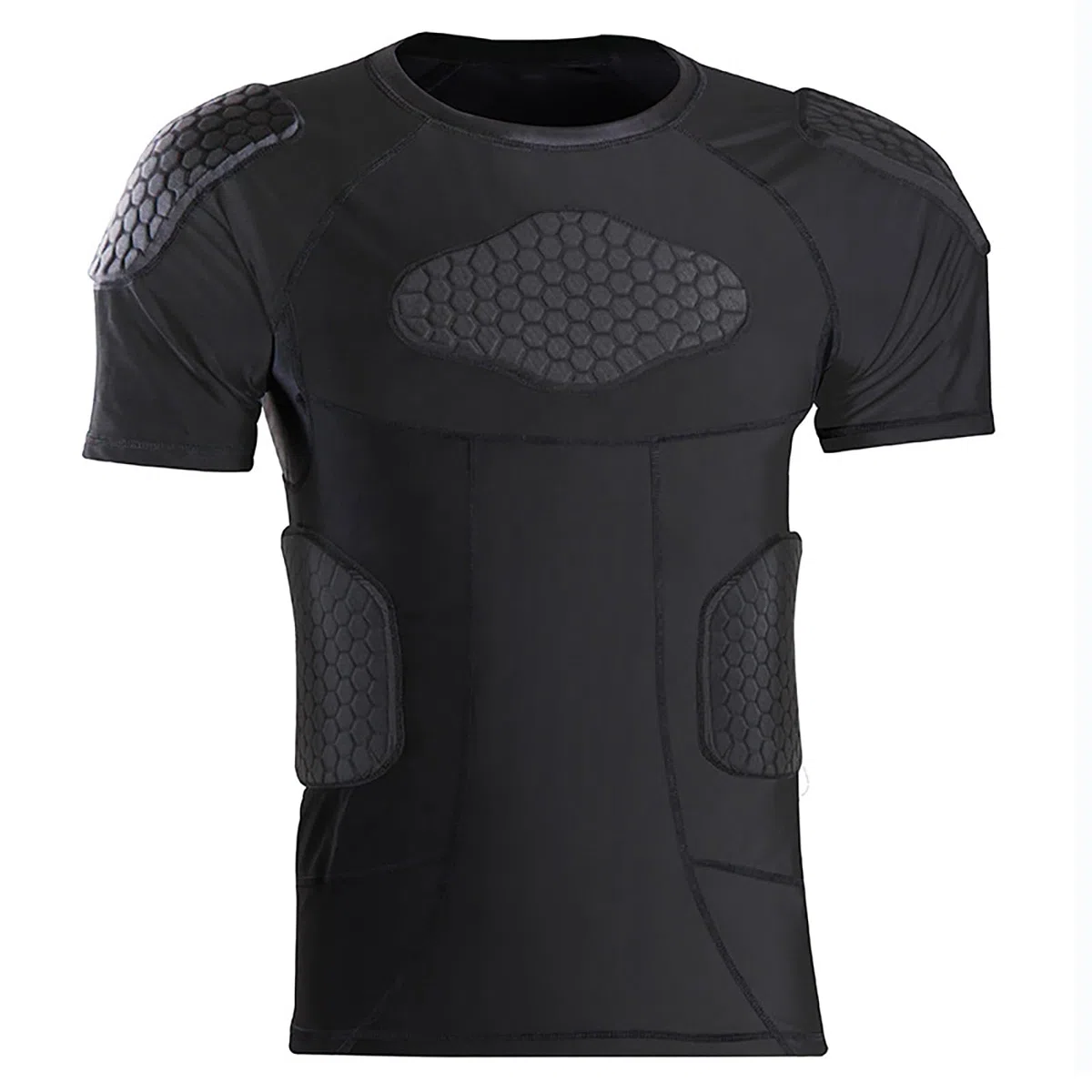 Camiseta de compresión acolchada con protección de hombros para hombre, parte superior de protección para el pecho, fútbol, Paintball, Béisbol