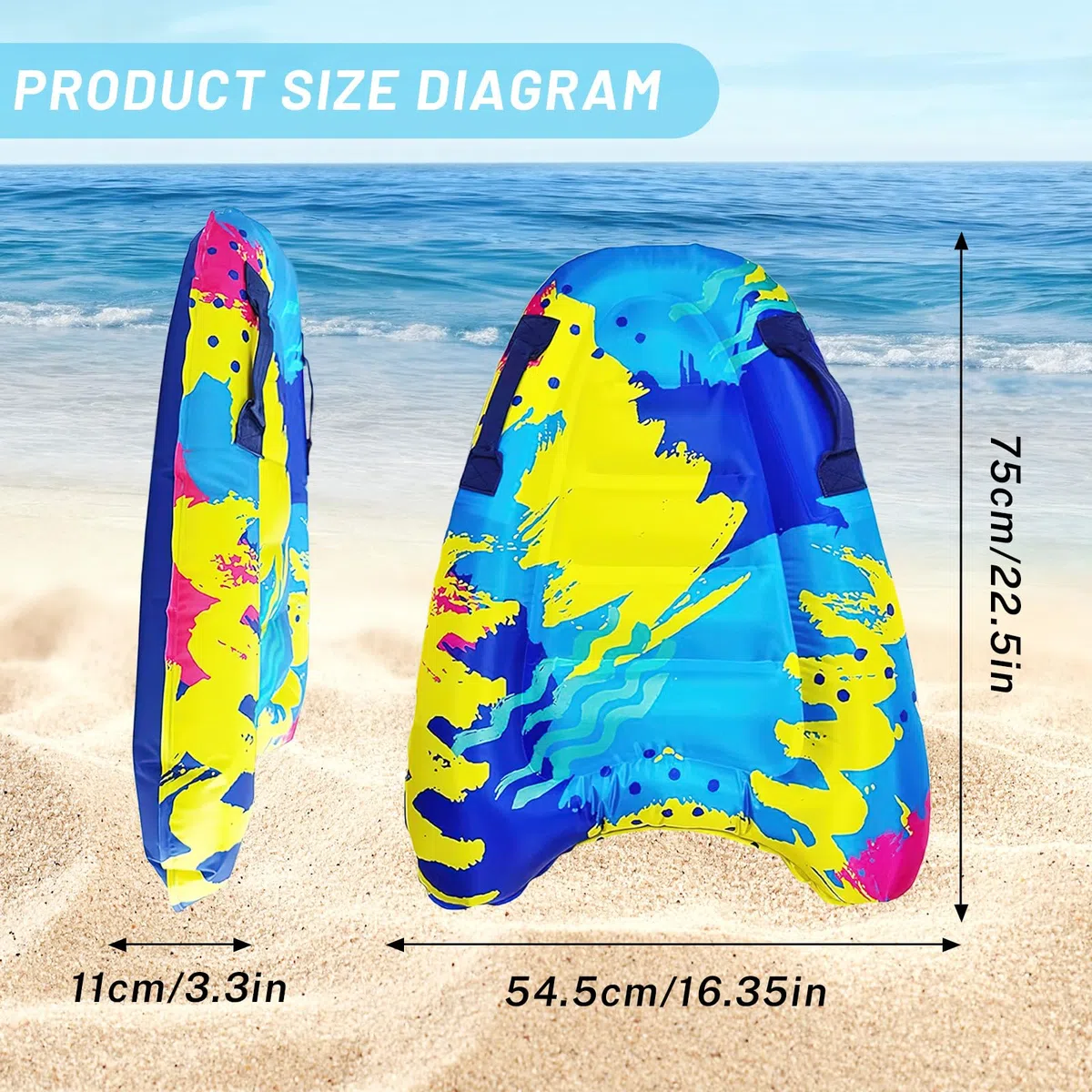 Tabla Surf Niño Hinchable, Hillylolly 75 * 54.5 CM Tabla de Bodyboard Niño, Piscina con Tobogán Hinchable Piscina, Colchoneta, Adecuado para Adultos y Niños de 6 Años