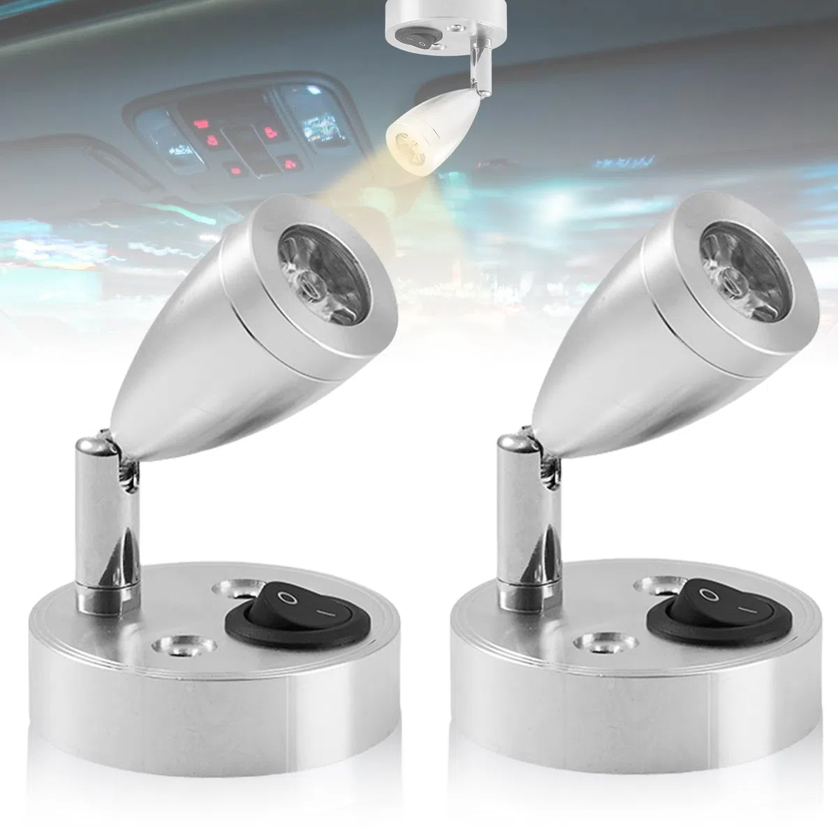 12V LED Spot Leselampe 2 Stück Leselampe Wohnmobil Caravan Lampe, Wohnmobil Innenbeleuchtung mit Einstellbarer Schalter, 3W LED Lampe Wohnmobil Warmweiß 3200K für Camper Reisemobil Caravan Boat