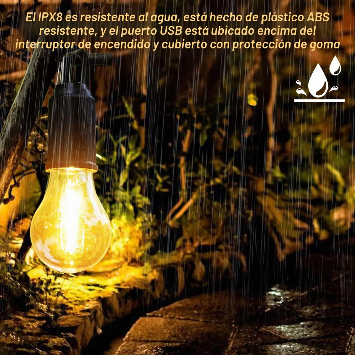 Lámpara de Camping Solar Recargable - 5 Unidades LED Con Mosquetón Para Tienda de Campaña y Luces Portátiles