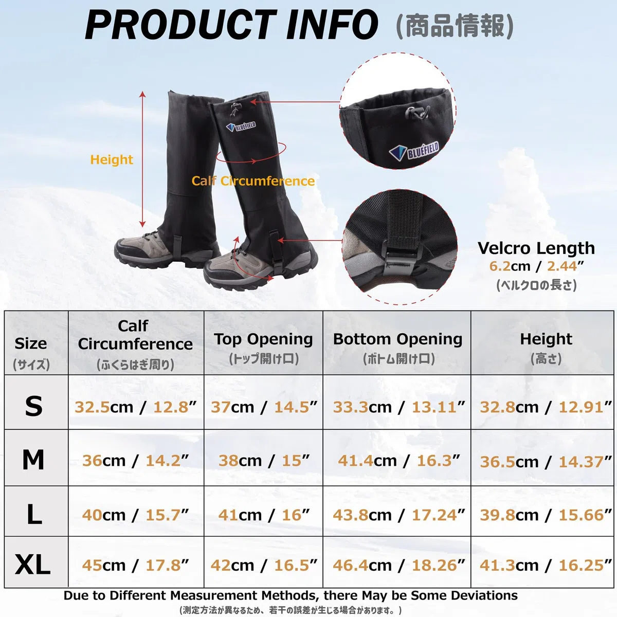 Azarxis Polainas de Senderismo Impermeable Gaiters Polainas a Prueba de Nieve para Caza Esquí Senderismo Escalada Hombres Mujeres