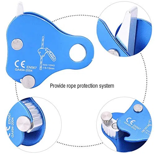 Agarradera de cuerda de escalada, Arbolista de aleación de aluminio Arbolista Agarradera de cuerda Montañismo Cerradura de cuerda Equipo de Protecta Grigri
