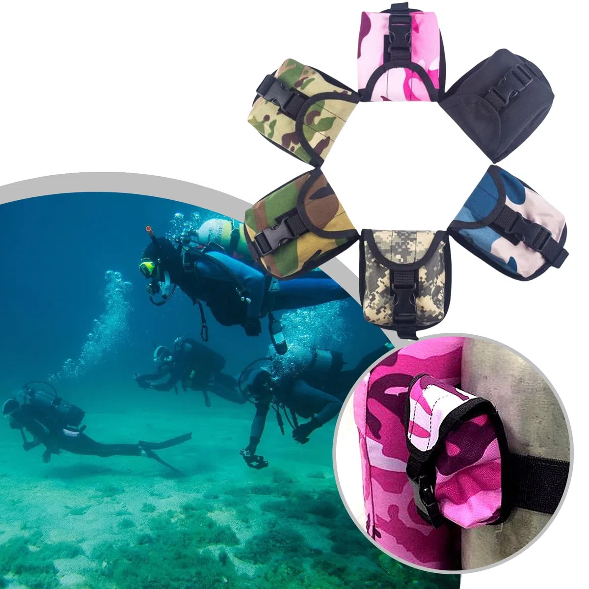 Bolsa de peso para buceo, 2 kg, correa de buceo, bolsa de peso con hebilla