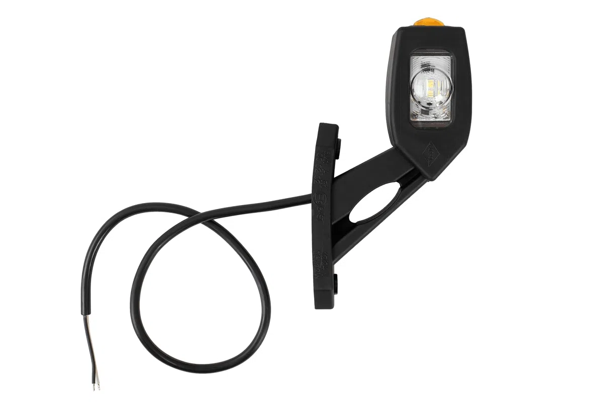 HORPOL LD 2109/P Piloto LED de Gálibo Derecho para Remolque Lámpara de Posición 3 Funciones Blanca Roja Naranja 12V 24V Brazo de Goma Diagonal IP68 Homologada