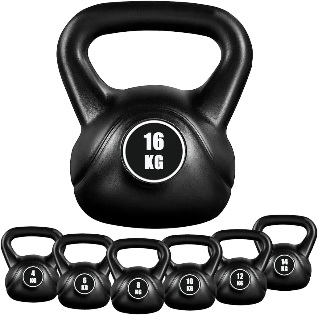 Kettlebell Pesa Rusa con Revestimiento de PVC Suave - Pesos Fitness Desde 2 kg hasta 16 kg para Entrenamientos en Casa o Gimnasio - Pesa Rusa Ergonómica y Compacta, Agarre Antideslizante