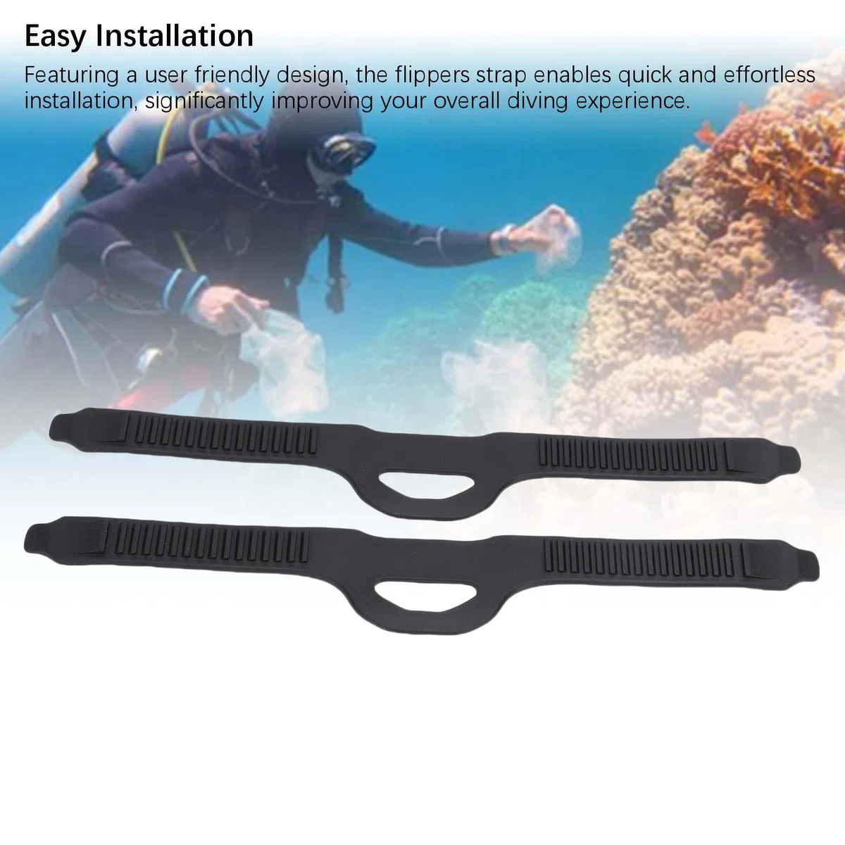 Sxhlseller Correas de aleta de repuesto, correa ajustable de TPR para buceo, para natación, esnórquel, buceo, compatible con la mayoría de aletas de buceo, paquete de 2