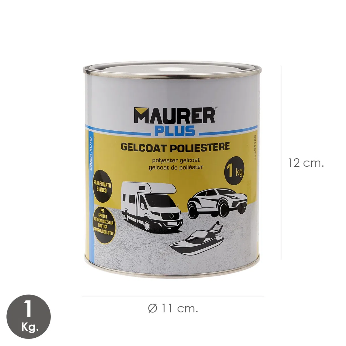 MAURER Gel Coat Poliester 1kg. Blanco. Pintura Poliester Para Fibra De Vidrio/Resina.