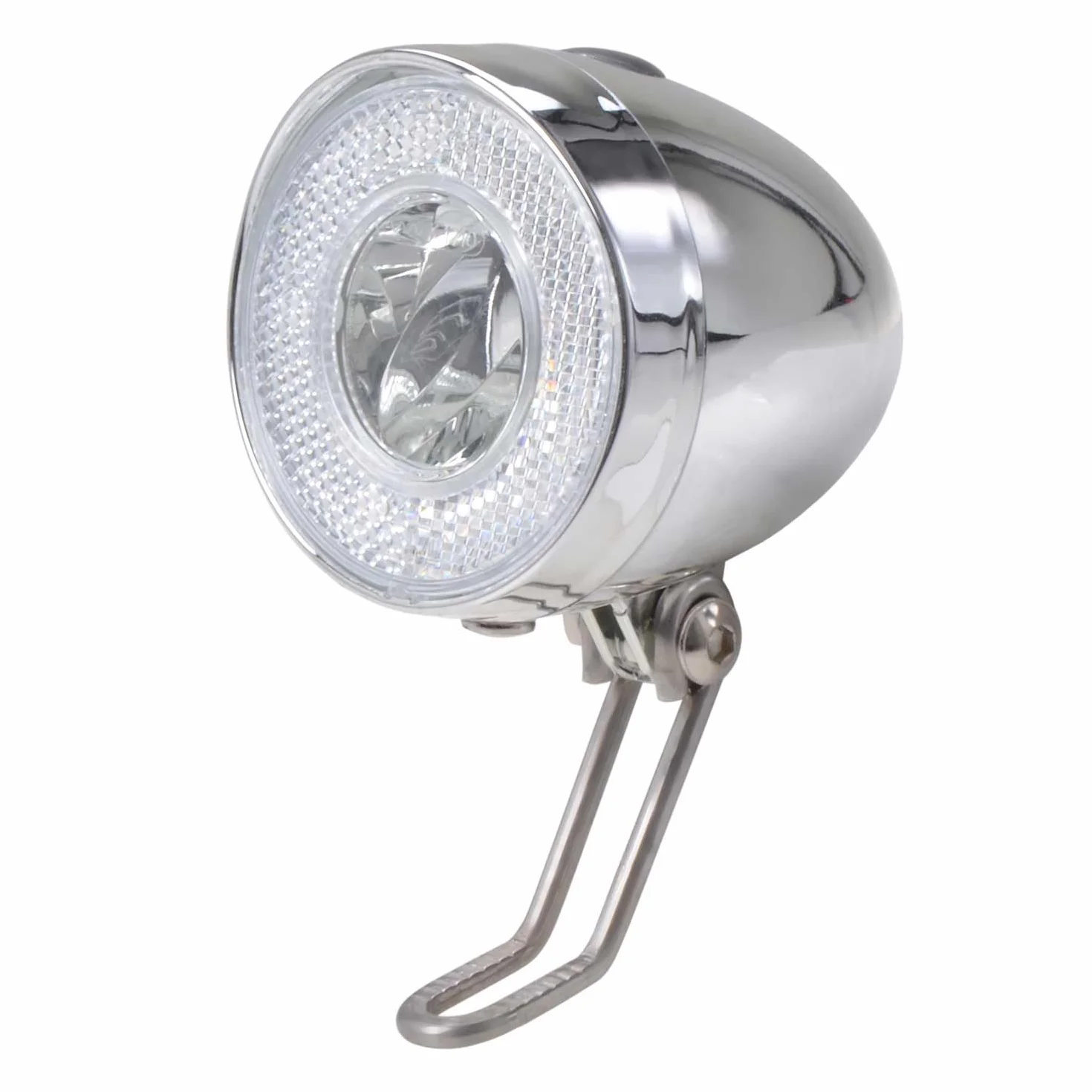 Faro trasero LED para bicicleta, luz delantera con efecto cromado y funcionamiento con batería