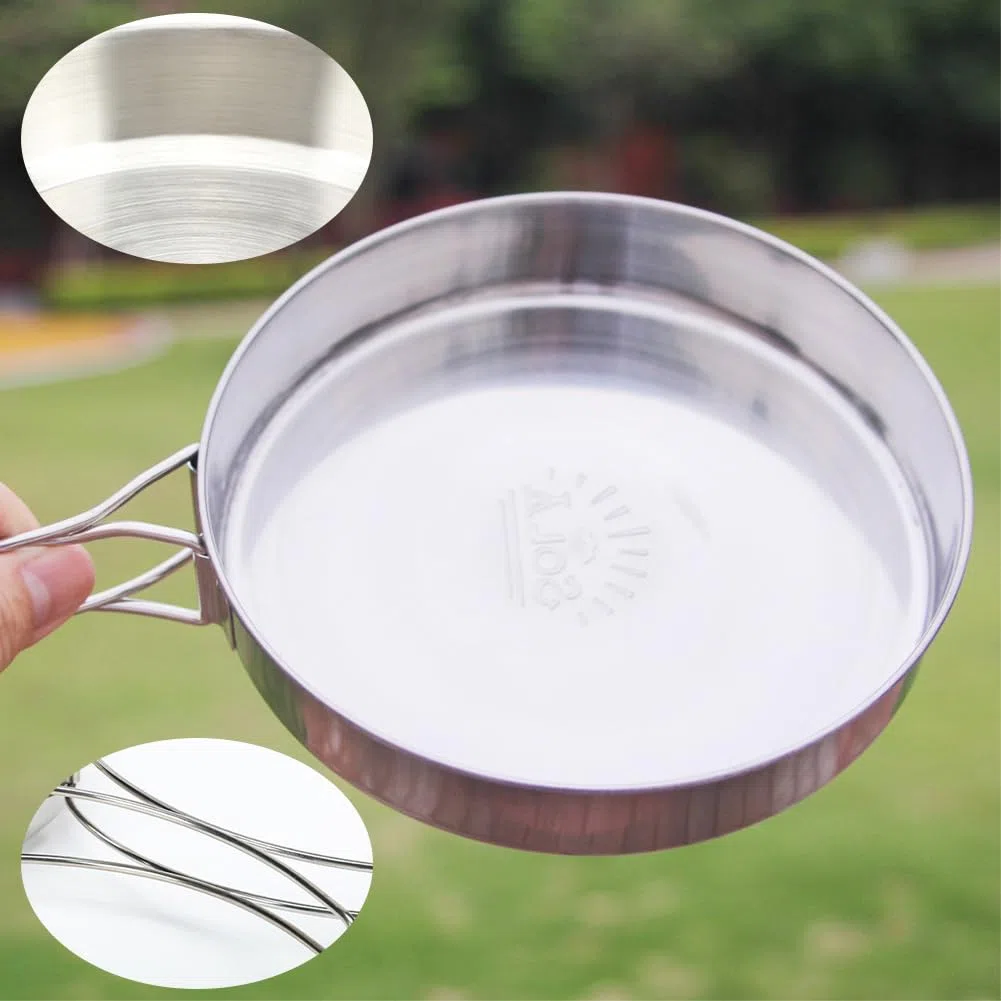 Sartén de camping, plato de 15 cm con mango plegable, sartén ultraligera para camping, picnic, utensilios de cocina portátiles y duraderos, sartén de camping al aire libre para cocinar filete de huevo