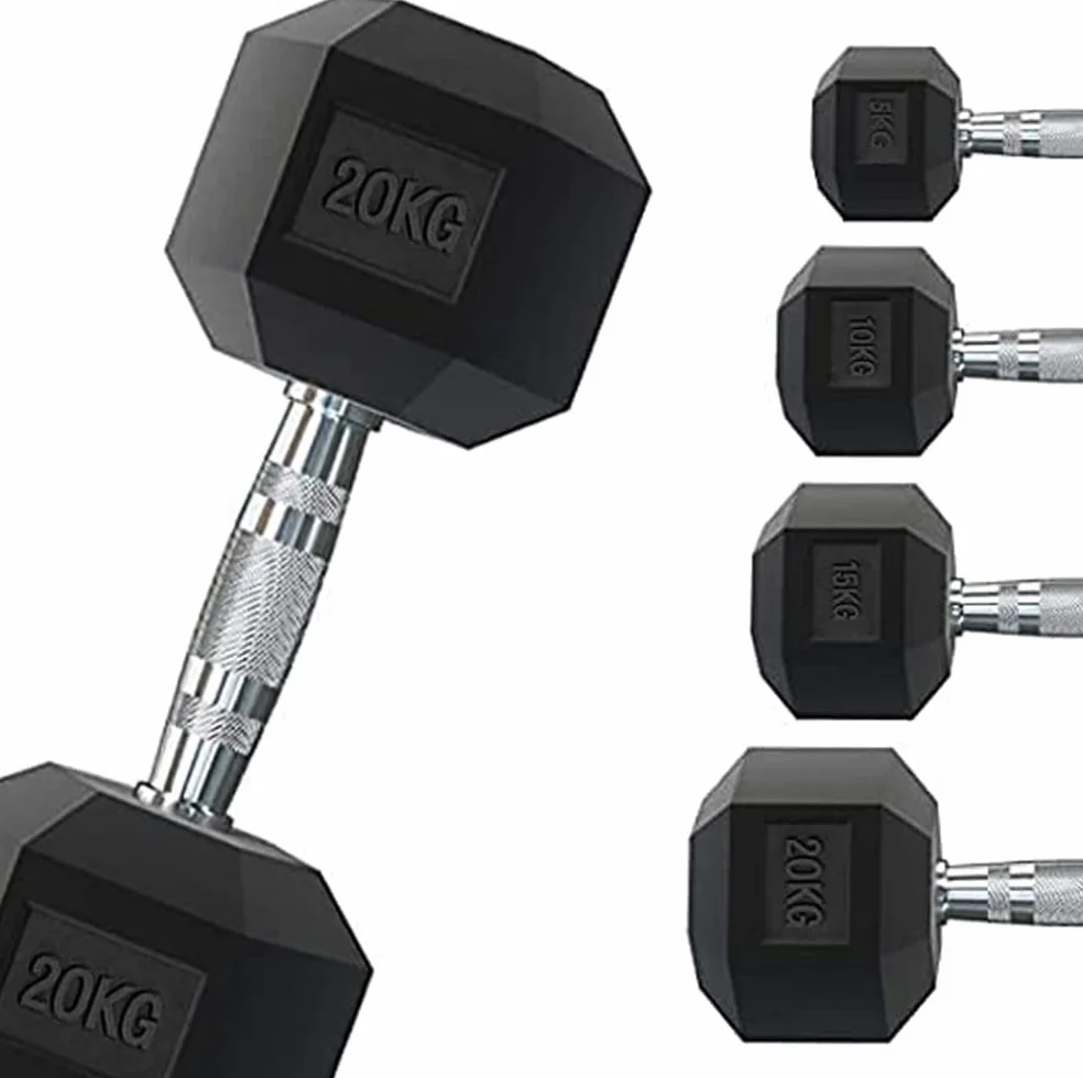 G5 HT SPORT Manillar hexagonal engomado profesional de 1 a 50 kg para pesas o gimnasio en casa, mango ergonómico antideslizante