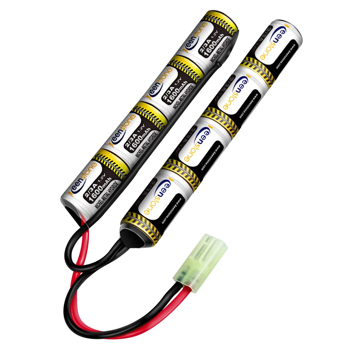 Keenstone Baterías Airsoft Stick NiMH 9.6V 1600mAh Nunchuk Stick para Rifle de Aire ICS CA TM SRC JG G36 G y M734, etc. + Mini Conector Tamiya High Discharge