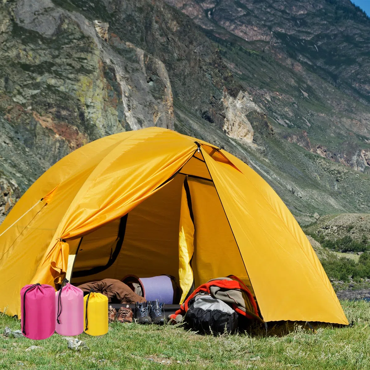 PATIKIL Saco Almacenamiento, 2 Pcs 15 x 33 Cm Impermeable Bolsa Almacenamiento Al Aire Libre Portátil Bolsa Polvo con Cordón Ligera para Saco Dormir para Camping Senderismo Viajes, Azul