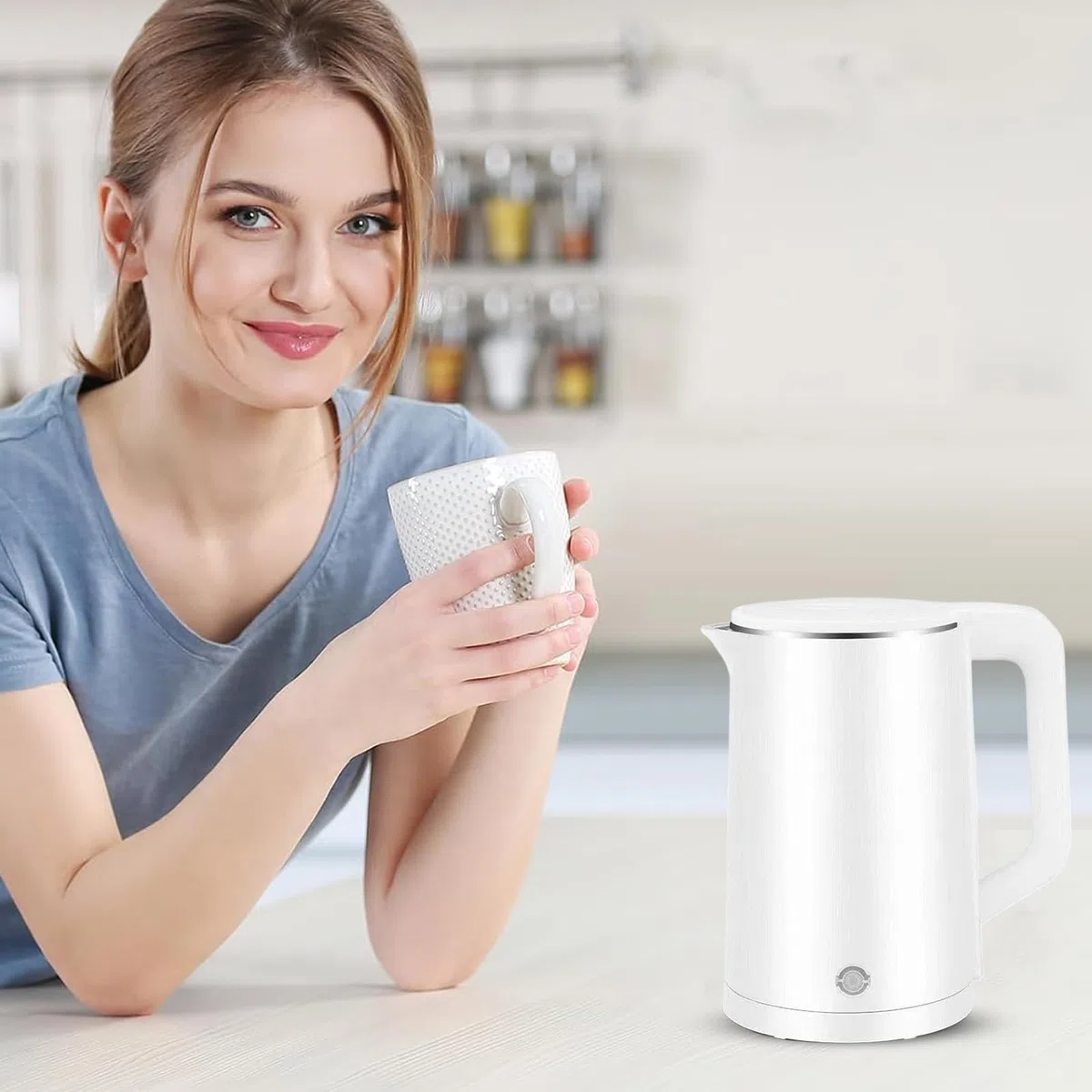 Hervidor de agua de acero inoxidable, de acero inoxidable - 2.3L Hervidor eléctrico doméstico AUTOMÁTICO APAGADO | de control de temperatura de la caldera de agua rápida portátil para hervir