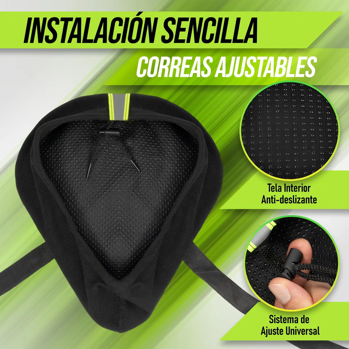 Nexara Protector Sillín Gel 33x23 cm para Bici Estática – Cubre Asiento Cómodo y Lavable para Entrenamientos Indoor, Spinning o Rehabilitación