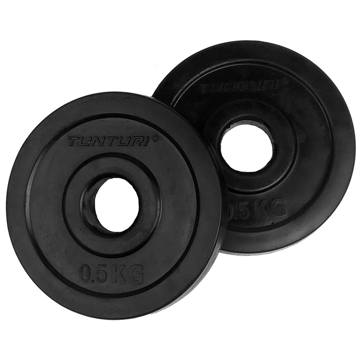 Tunturi Weight Plates Discos Pesas Goma 0,5kg (Juego 2 Unidades), Unisex Adulto, Black, 1