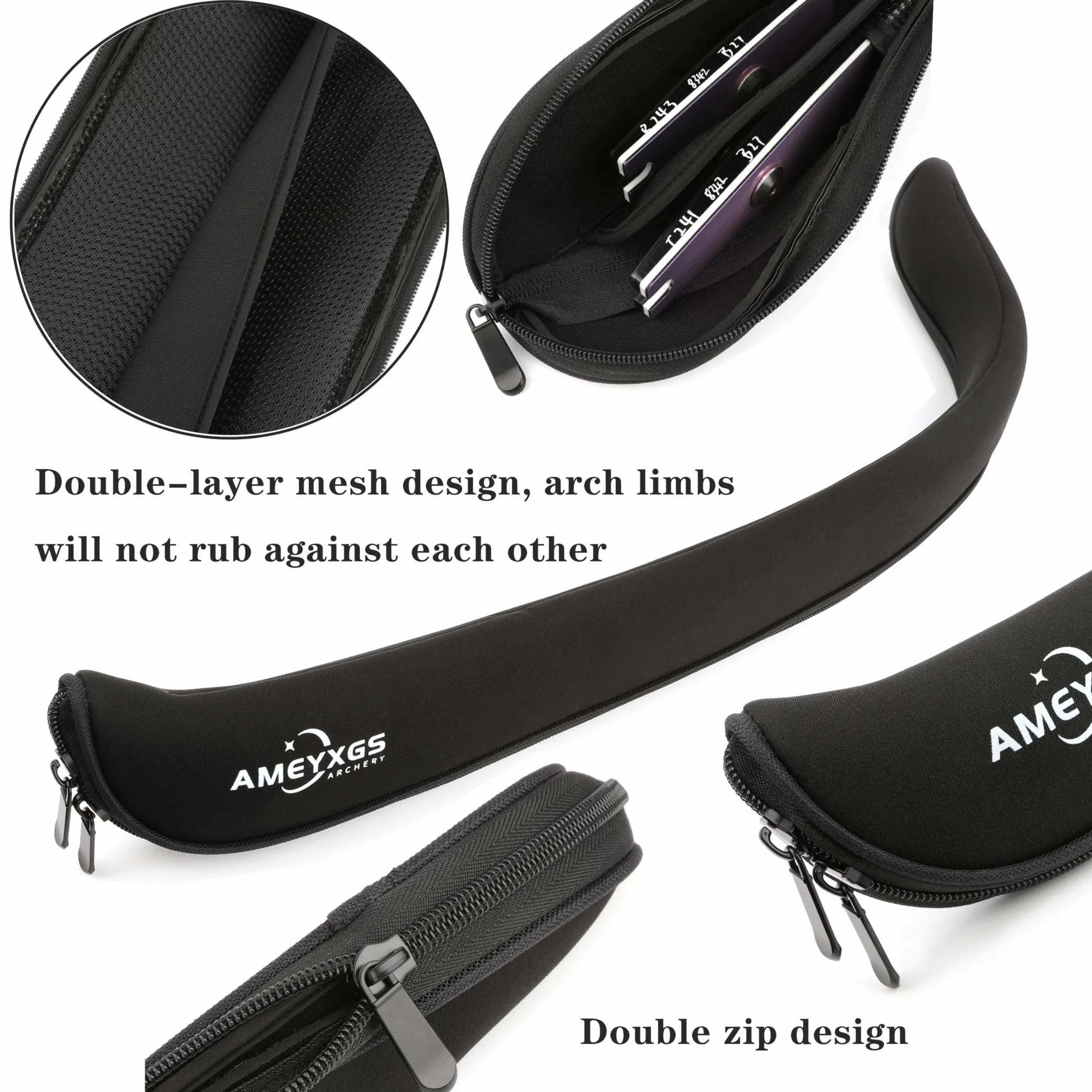 Funda de Tela Negra para Las extremidades del Arco recurvo Funda Protectora Ligera para Accesorios de Tiro con Arco