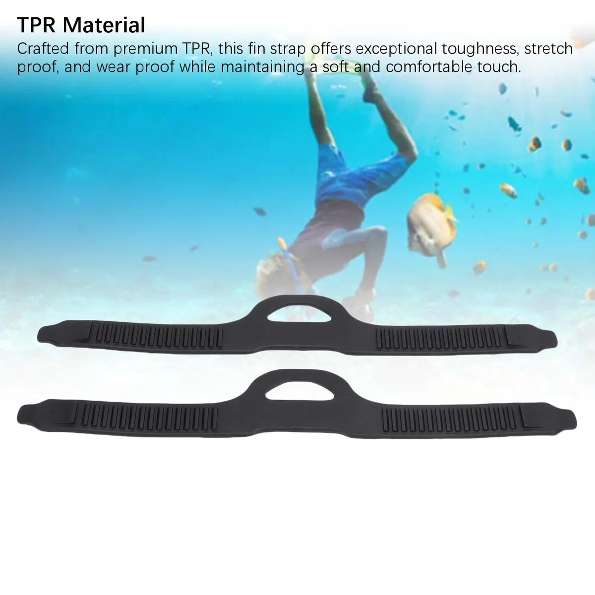 Sxhlseller Correas de aleta de repuesto, correa ajustable de TPR para buceo, para natación, esnórquel, buceo, compatible con la mayoría de aletas de buceo, paquete de 2