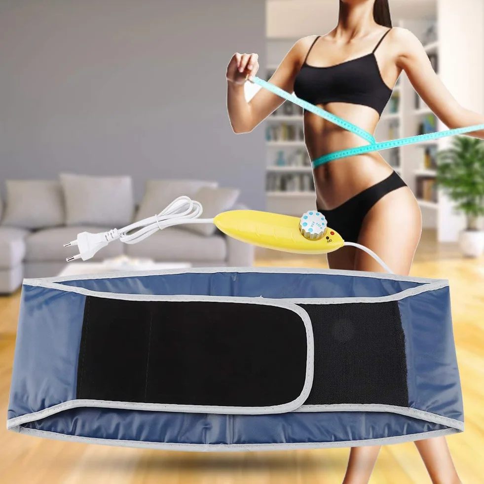 Ausla Cinturón de Sauna Eléctrico para Adelgazar Cintura del Vientre 220v, Cinturón de Cintura Eléctrico de Tela de PVC Súper Elástico, Cinturón de Sauna de PVC Cuerpo