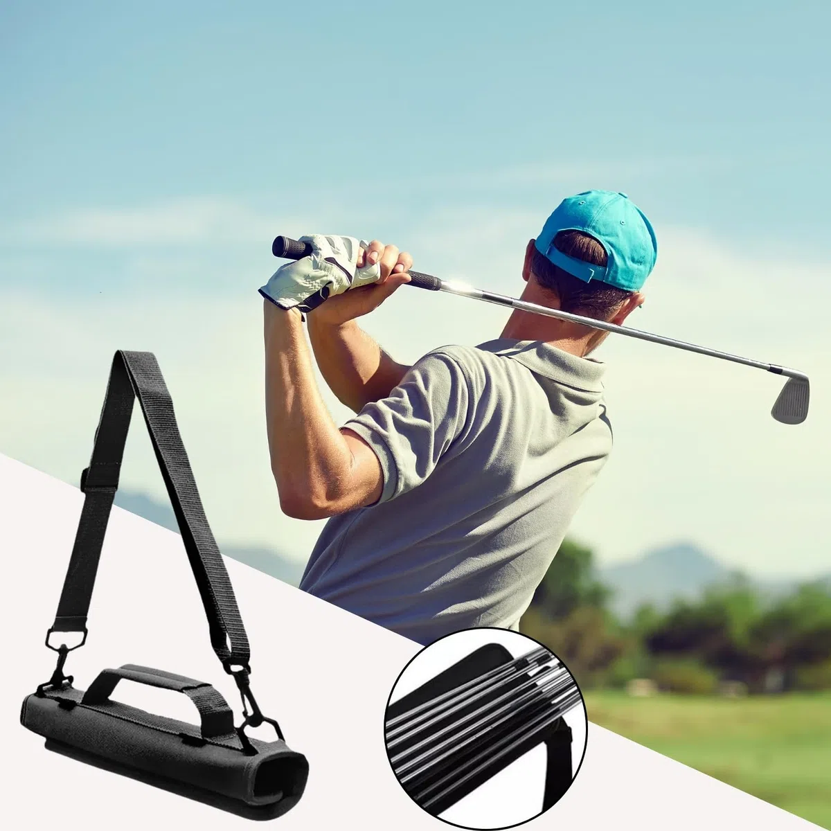 Bolsa para palos de golf, bolsa de viaje ligera para palos de golf, mini bolsa de entrenamiento para campo de conducción, portátil para campo de conducción, estuche de entrenamiento