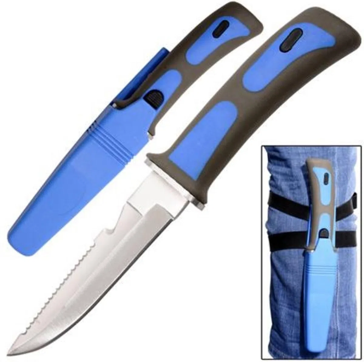 Albainox 31333-AZ Cuchillo submarinismo, Unisex Adulto, Talla Única, Azul