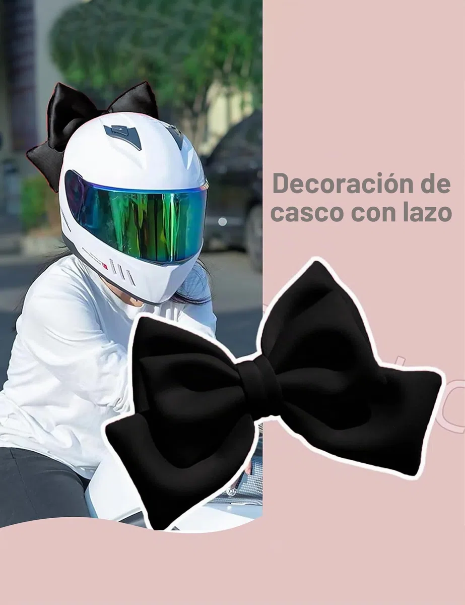 Funda para Casco de Motocicleta para Mujeres, Decoración con Lazo de Tela Dulce, Negro