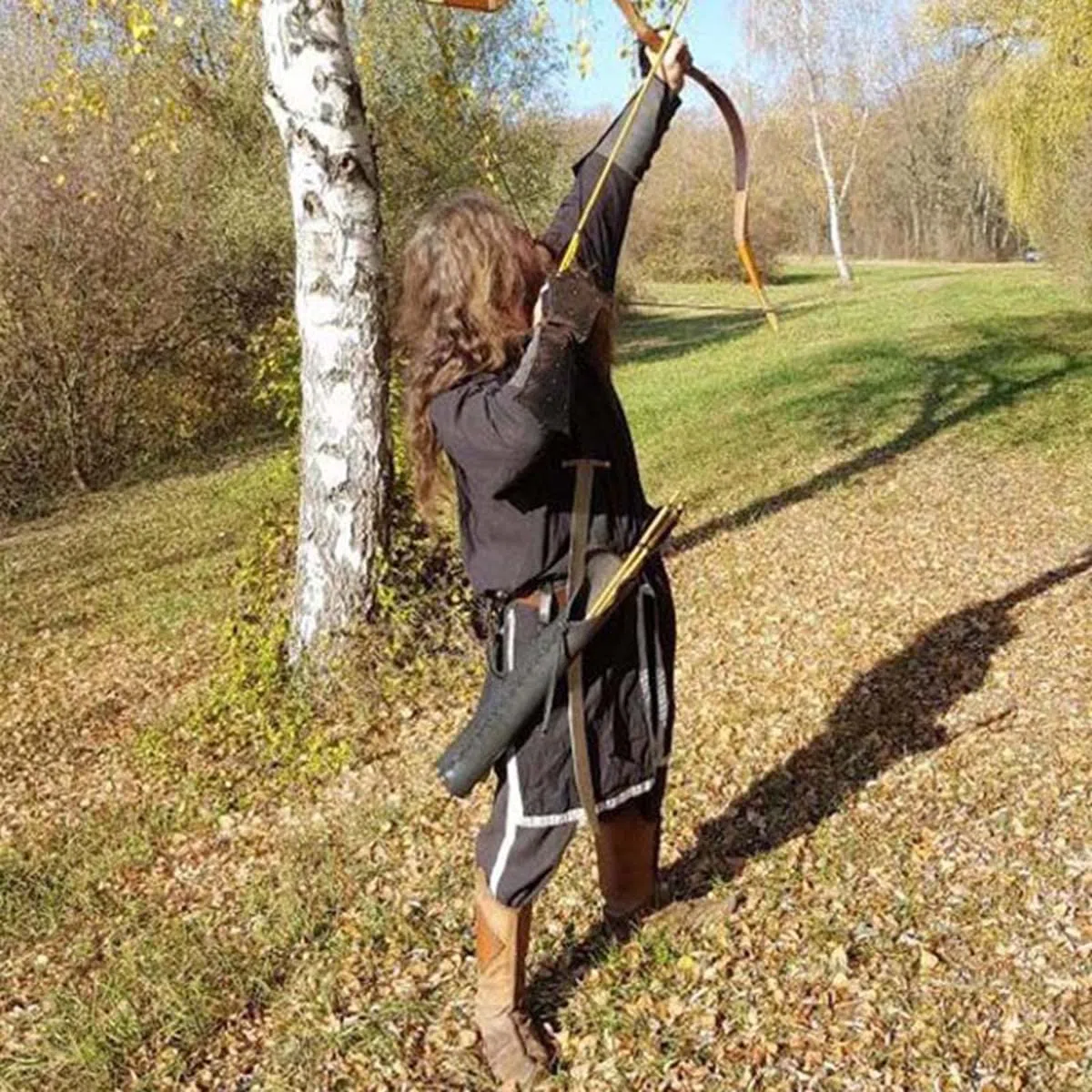 Cuero Medieval Vintage Arrow Quiver Bow Holder Cosplay Archer Hunter Larp Props Steampunk Recurve Bow Hunt Shoot Bag para Adultos, Estilo Medieval