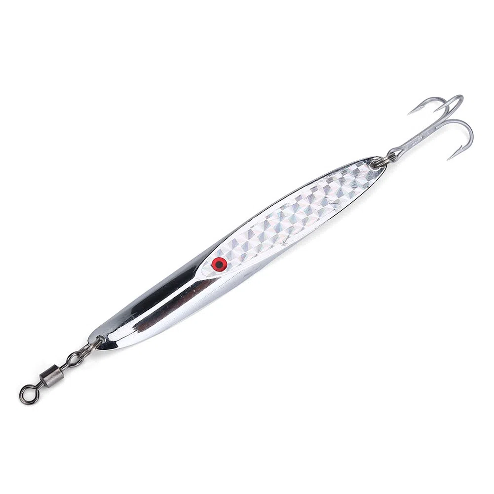 Cebos Señuelos de Pesca Aparejos de Pesca de Cebo Pesca Señuelos con Anzuelo,Lentejuelas Cebo Metal Bass Hard Spoon Bait Jig Señuelo Artificial Gancho(84g Plata )